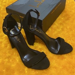 Lulus Taylor Black Suede Ankle Strap Block Heels